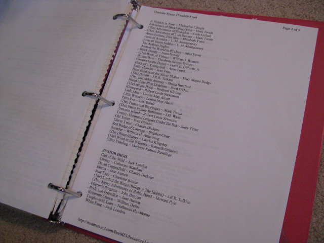 Living Literature Lists Book Lists