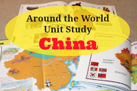 Books opened to maps of China. Image used for an around the world unit study about China.