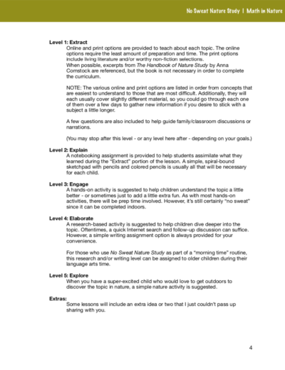 Page from the Math in Nature curriculum.