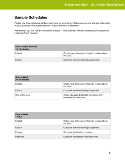 The Life Cycle of Flowering Plants No Sweat Nature Study curriculum preview.