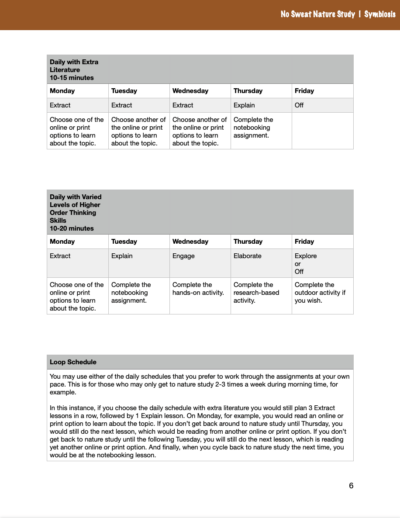 Symbiosis No Sweat Nature Study curriculum.